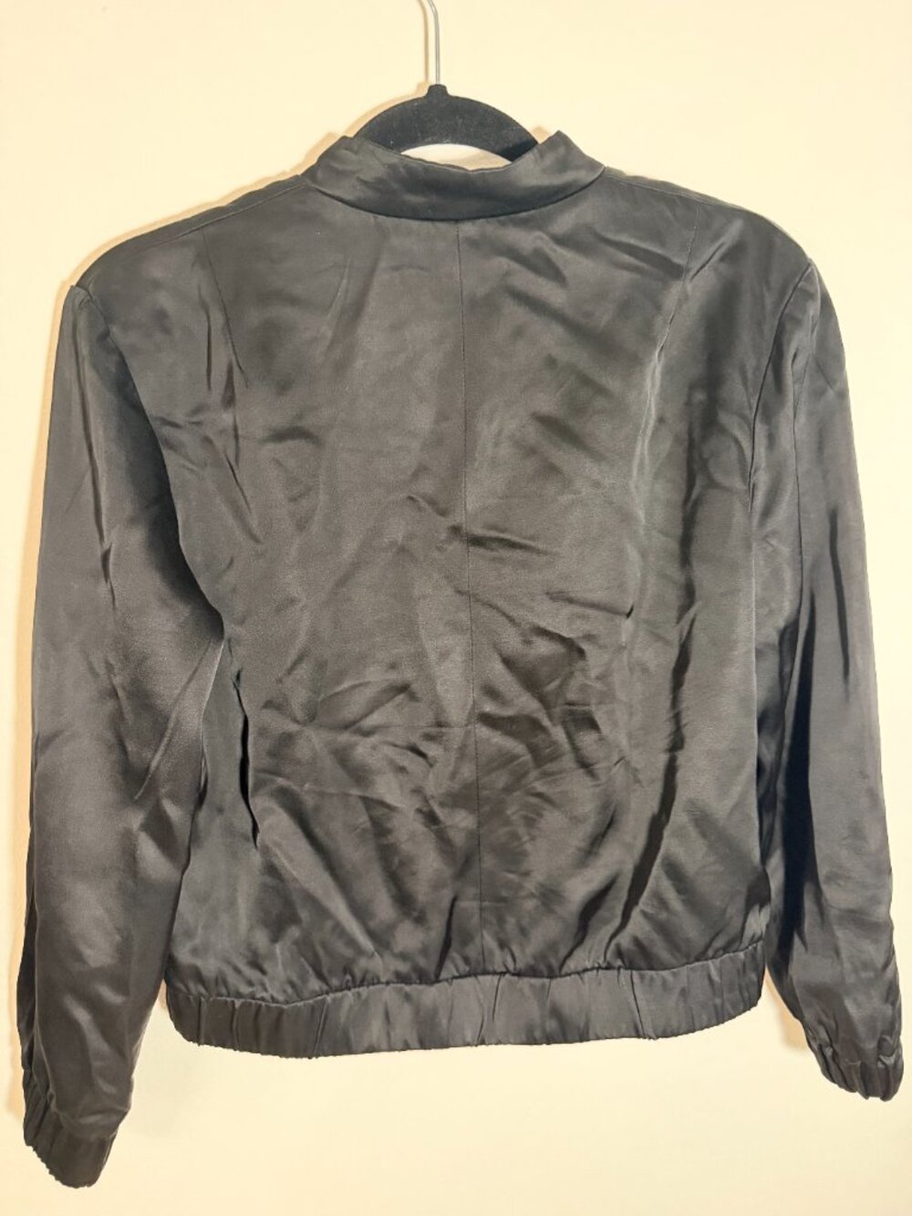 Massimo Dutti Black Satin Bomber Jacket Minimalist Oversized Jacket - Picture 4 of 6